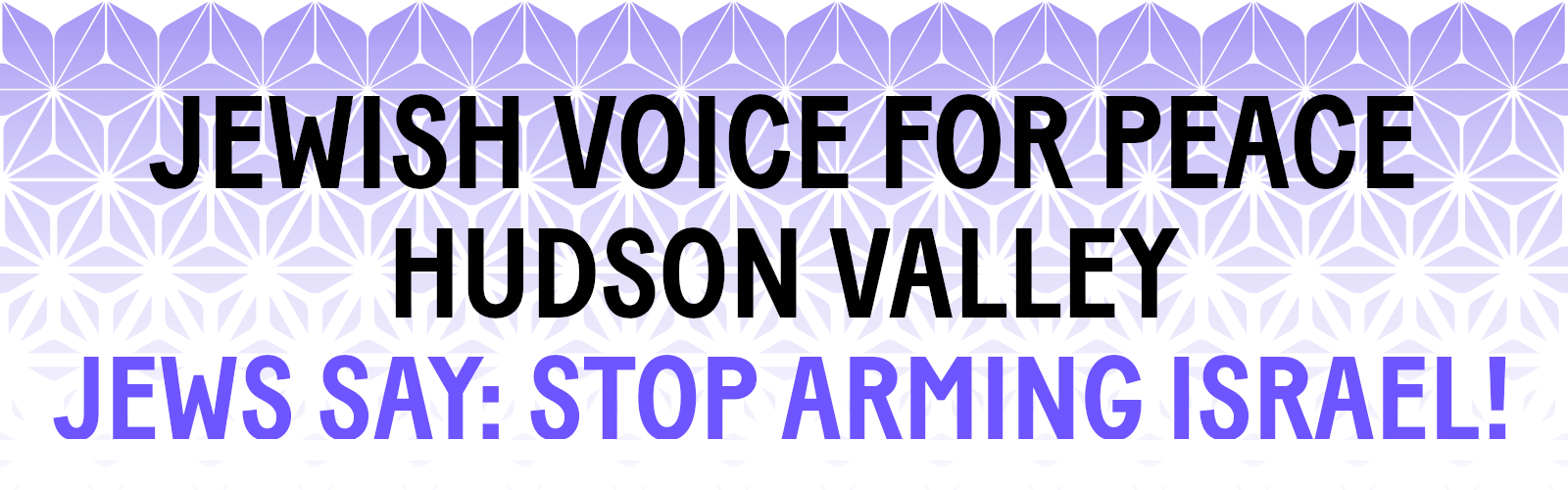 "Jewish Voice For Peace Hudson Valley" "Jews Say: Stop Arming Israel!" with pattern in background